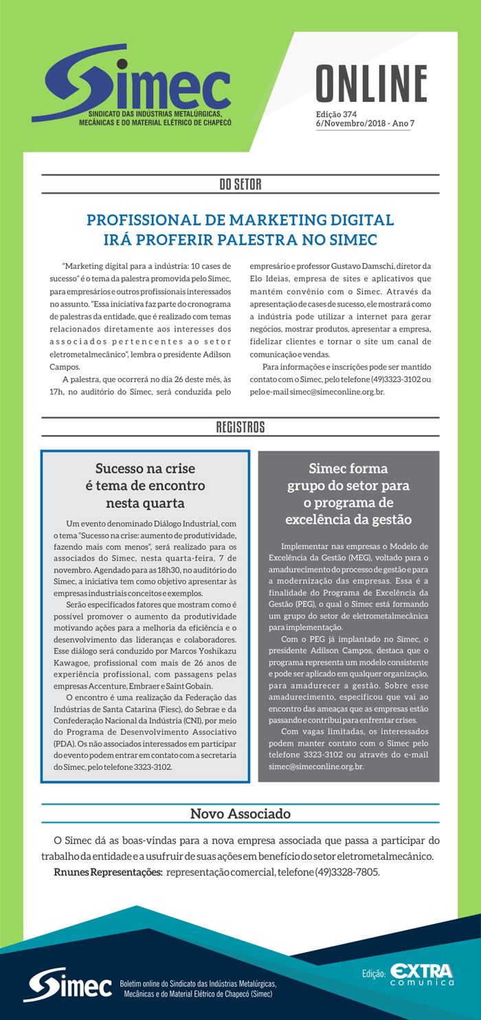 SIMEC - Sindicato das Indstrias Metalrgicas, Mecnicas e do Material Eltrico de Chapec/SC -