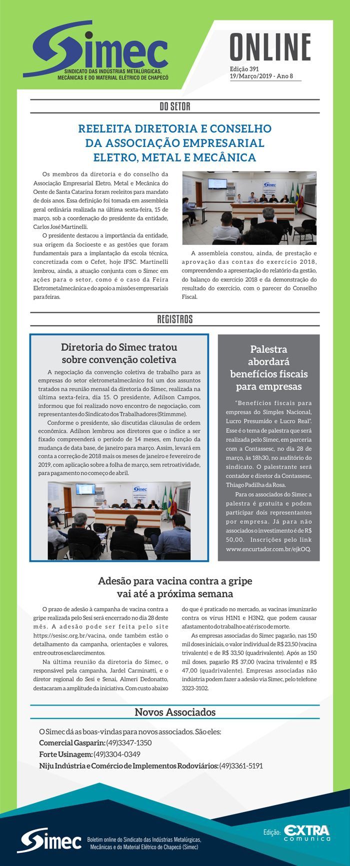 SIMEC - Sindicato das Indstrias Metalrgicas, Mecnicas e do Material Eltrico de Chapec/SC -