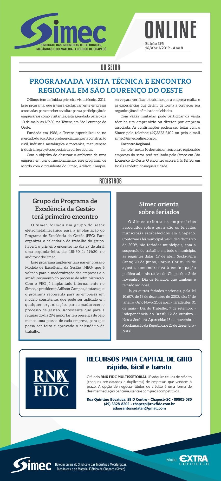 SIMEC - Sindicato das Indstrias Metalrgicas, Mecnicas e do Material Eltrico de Chapec/SC -