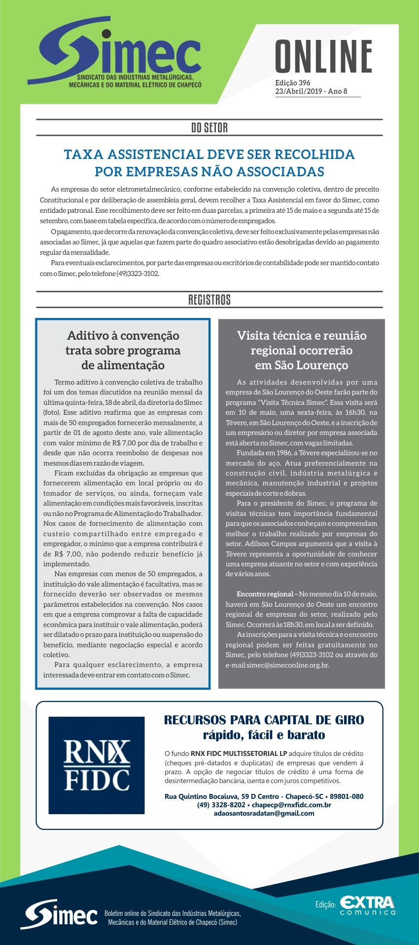 SIMEC - Sindicato das Indstrias Metalrgicas, Mecnicas e do Material Eltrico de Chapec/SC -