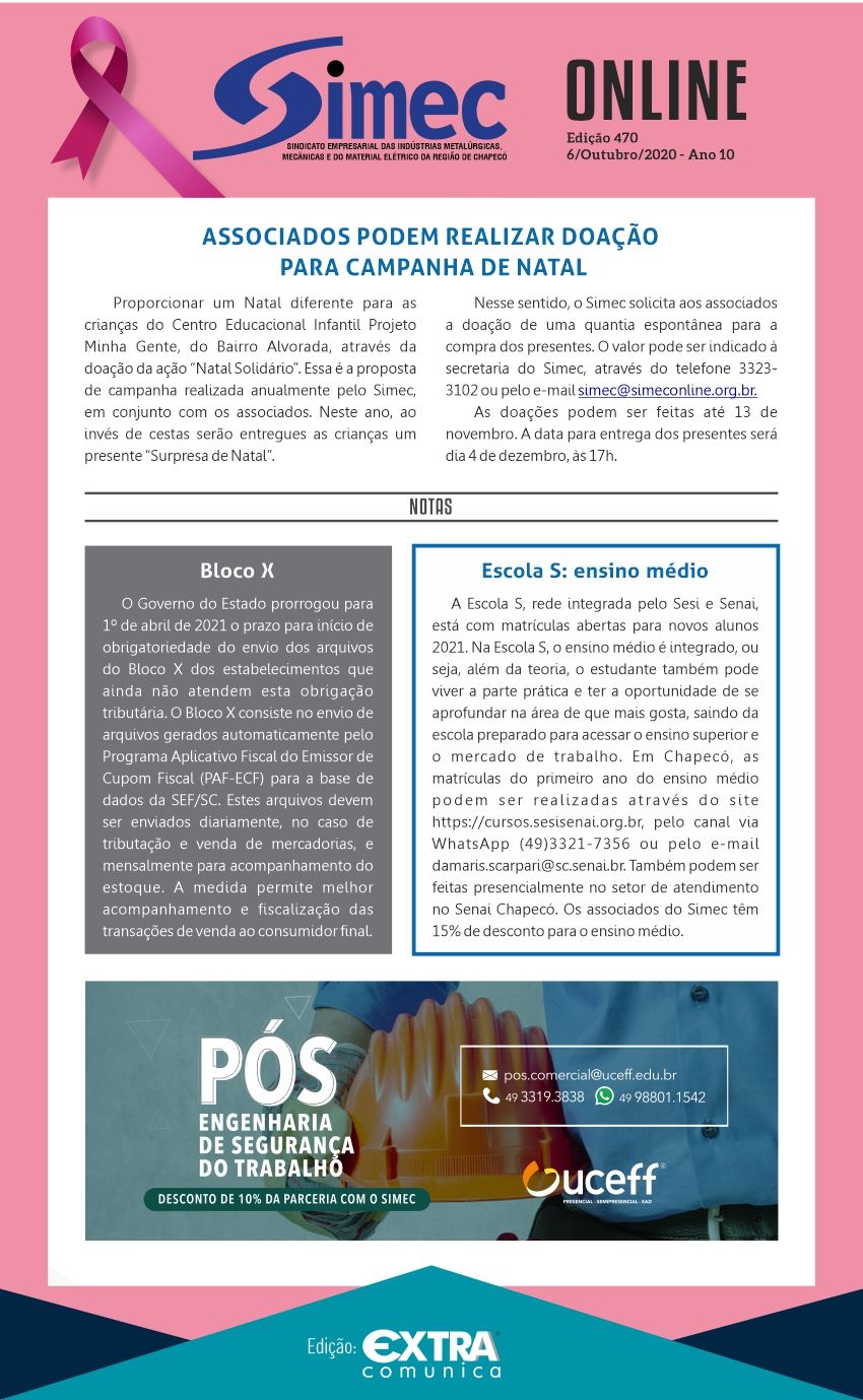 SIMEC - Sindicato das Indstrias Metalrgicas, Mecnicas e do Material Eltrico de Chapec/SC -